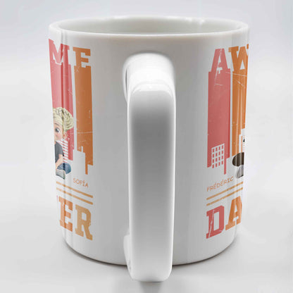 Awesome Like My Daughter, Cartoon Characters And City Skyline - Personalized Custom Coffee Mug - DAD132_MG