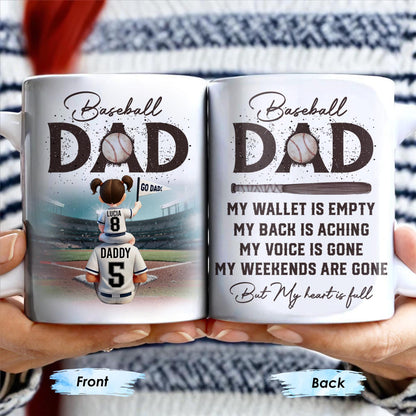 Baseball Dad, Heart Full Message - Personalized Custom Coffee Mug - DAD135_MG