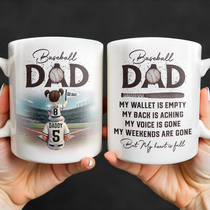 Baseball Dad, Heart Full Message - Personalized Custom Coffee Mug - DAD135_MG