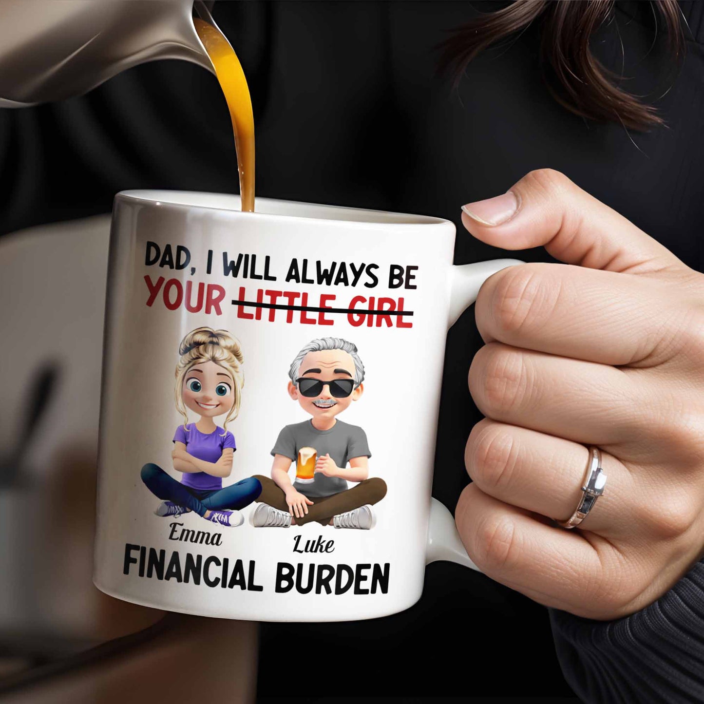 Dad, I Will Always Be Your Little Girl, Girl and Dad Sitting - Personalized Custom Coffee Mug - DAD137_MG