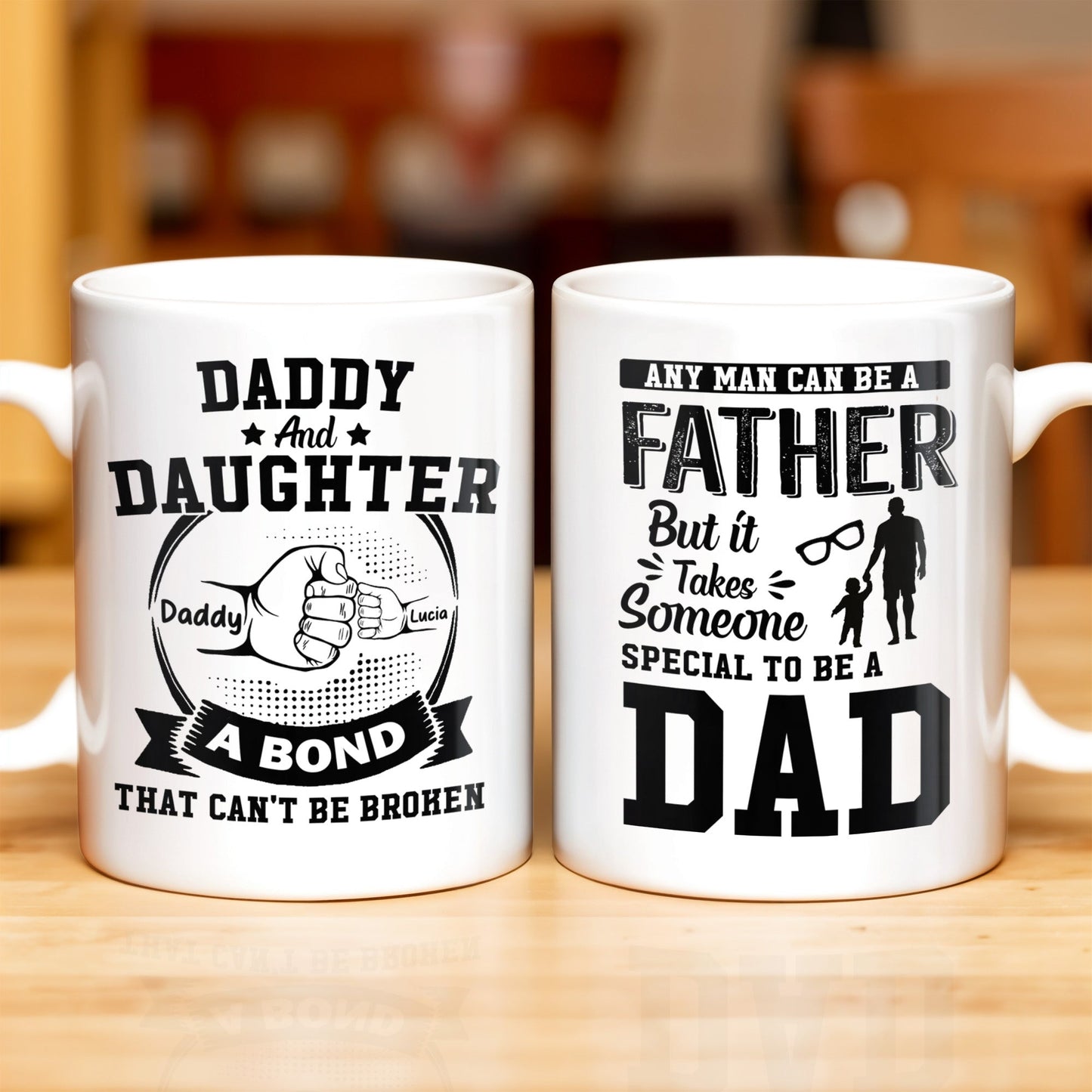 Daddy And Daughter Bond, Special Dad Silhouettes - Personalized Custom Coffee Mug - DAD138_MG