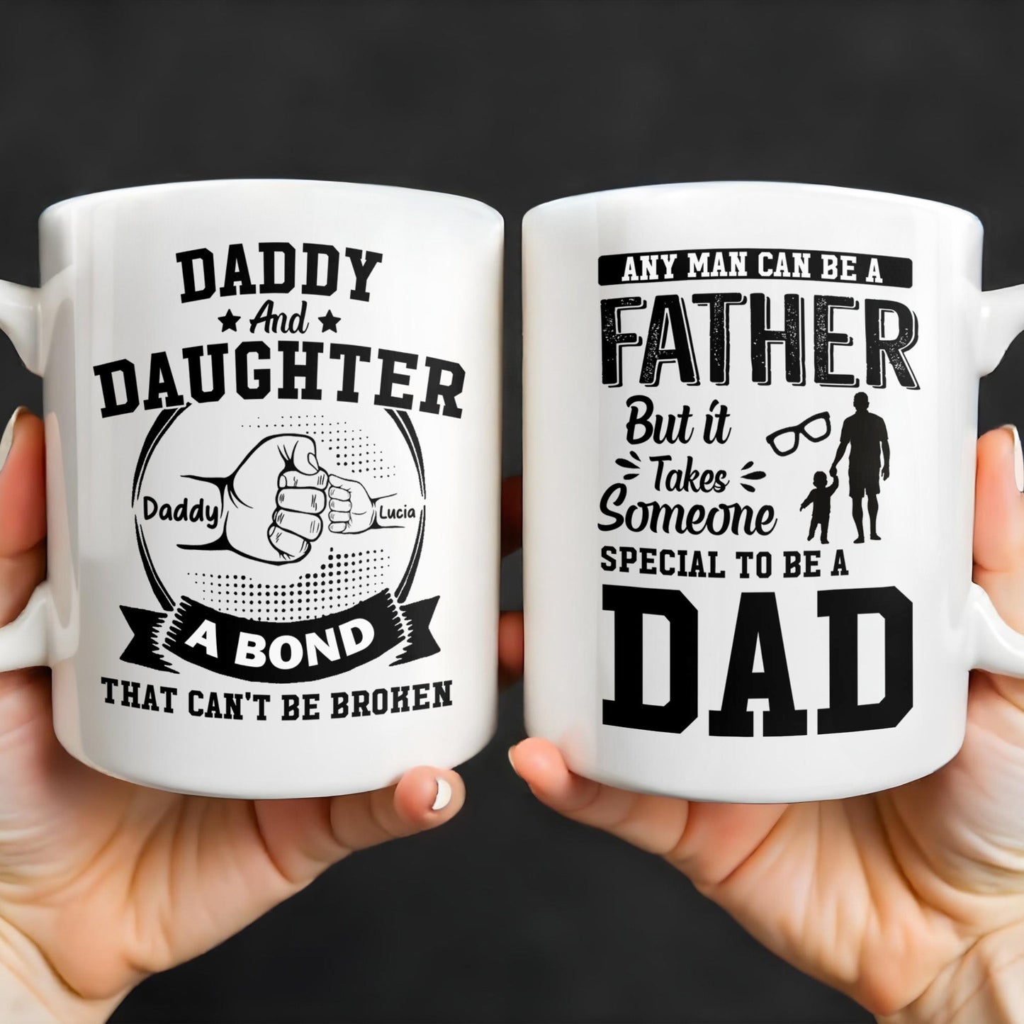 Daddy And Daughter Bond, Special Dad Silhouettes - Personalized Custom Coffee Mug - DAD138_MG