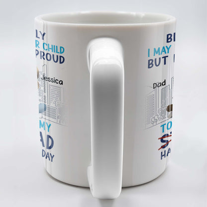 Biologically I May Not Be Your Child But I'm Still Proud To Call You My Step-Dad, Cartoon Characters and City Skyline - Personalized Custom Coffee Mug - DAD139_MG