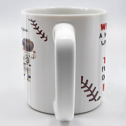 We Scored A Home Run When We Got You As Our Dad, Baseball Stitches And Uniforms - Personalized Custom Coffee Mug - DAD140_MG
