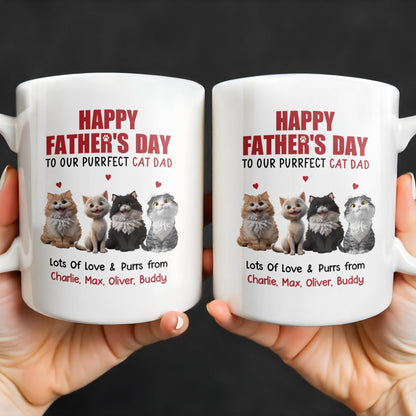 Happy Father's Day To Our Purrfect Cat Dad, Cats And Hearts - Personalized Custom Coffee Mug - DAD141_MG