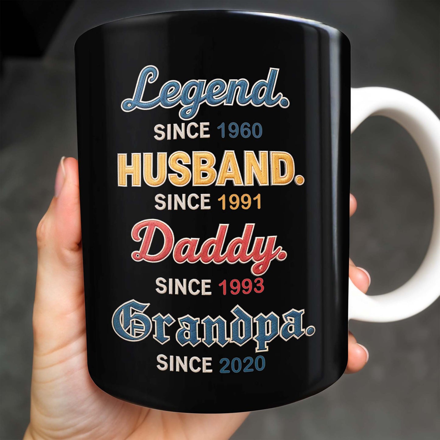 Legend Since 1960, Husband Since 1991, Daddy Since 1993, Grandpa Since 2020 - Personalized Custom Coffee Mug - DAD160_MG