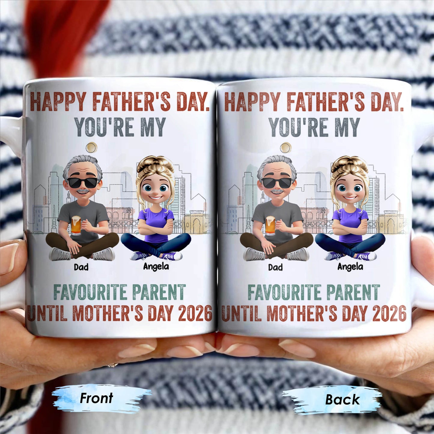Happy Father's Day, You're My Favourite Parent Until Mother's Day 2026, Cartoon Characters - Personalized Custom Coffee Mug - DAD162_MG