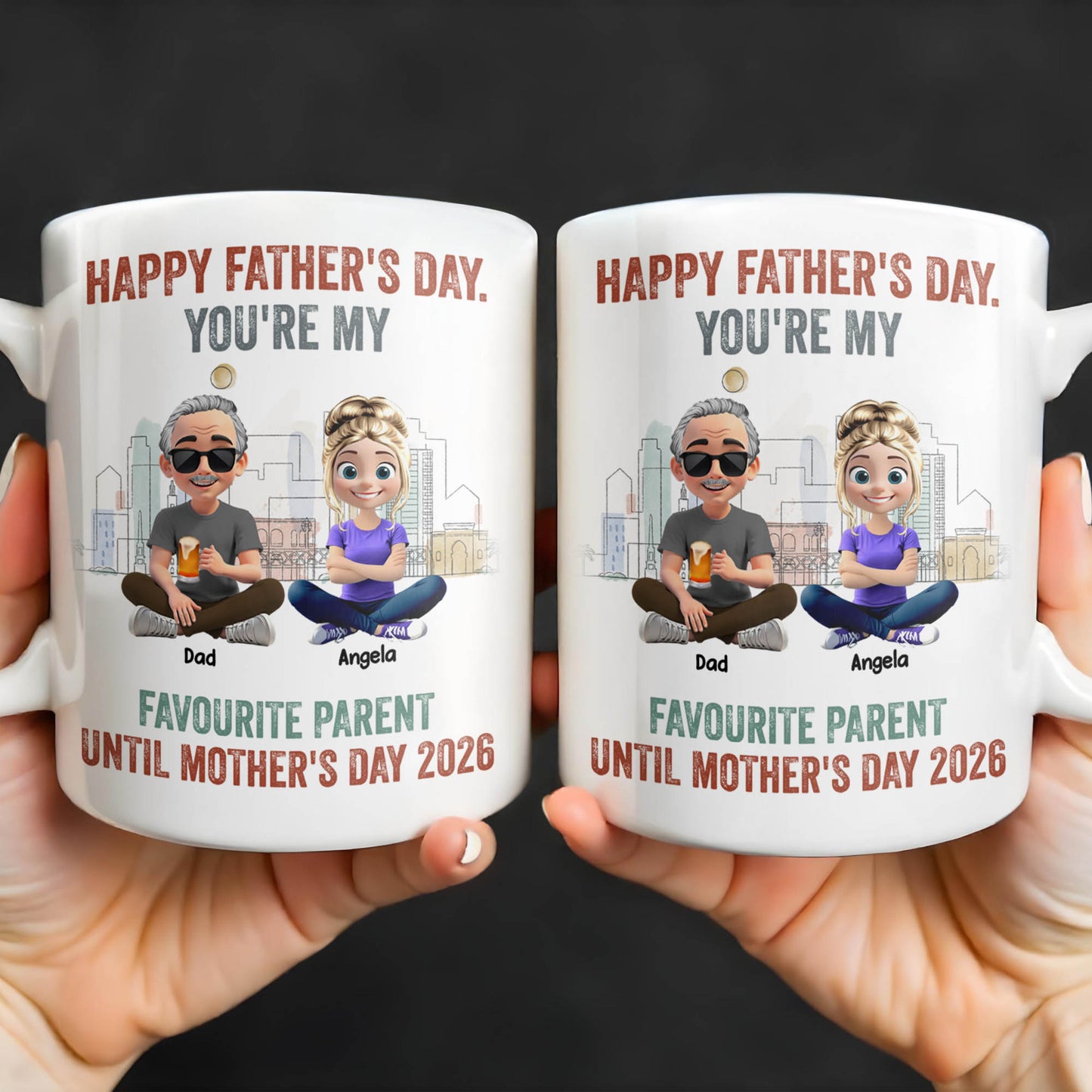 Happy Father's Day, You're My Favourite Parent Until Mother's Day 2026, Cartoon Characters - Personalized Custom Coffee Mug - DAD162_MG