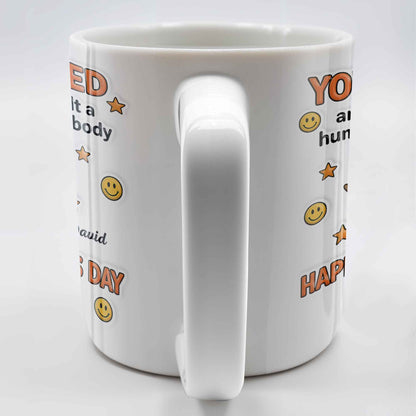 You Jizzed And Then I Built A Human With My Body, Happy Father's Day, Sperm Character, Stars, Smiley Faces - Personalized Custom Coffee Mug - DAD167_MG