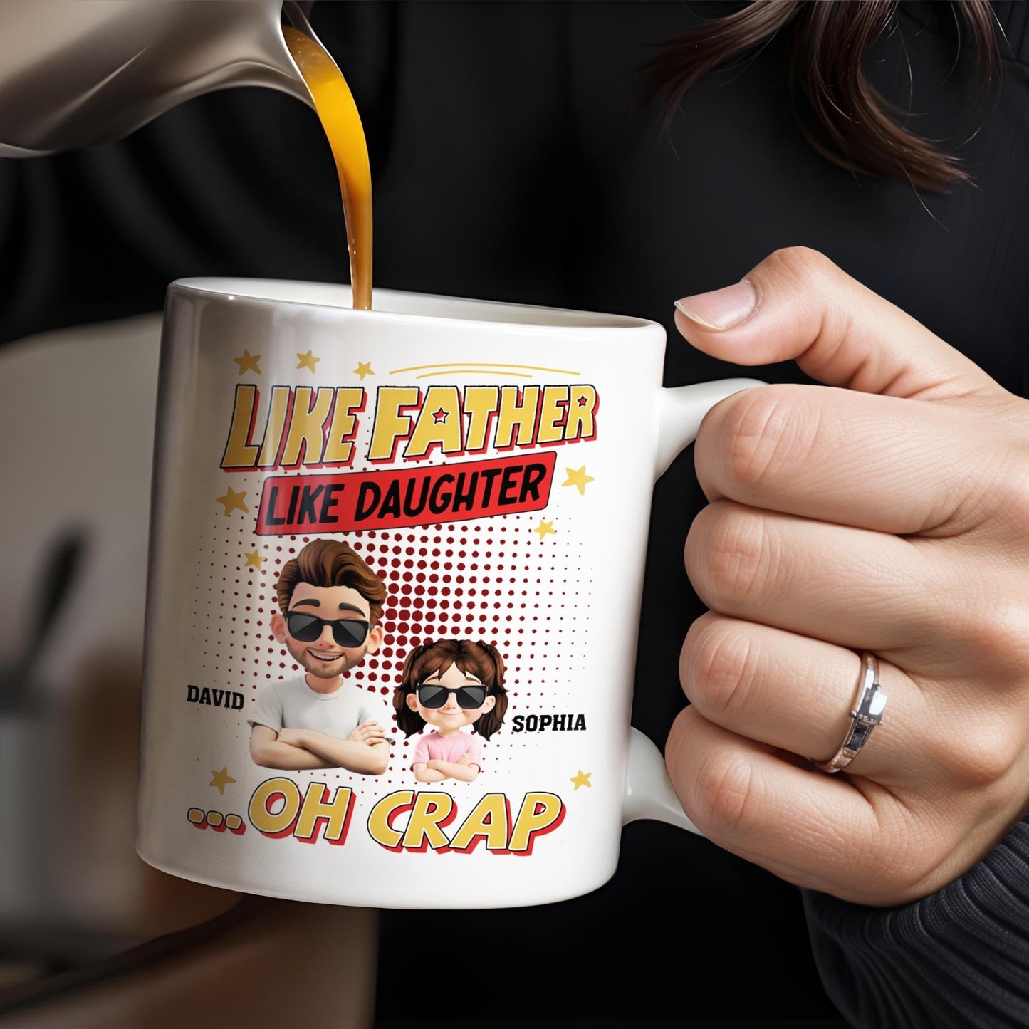 Like Father Like Daughter... Oh Crap, Cartoon Characters and Stars - Personalized Custom Coffee Mug - DAD171_MG