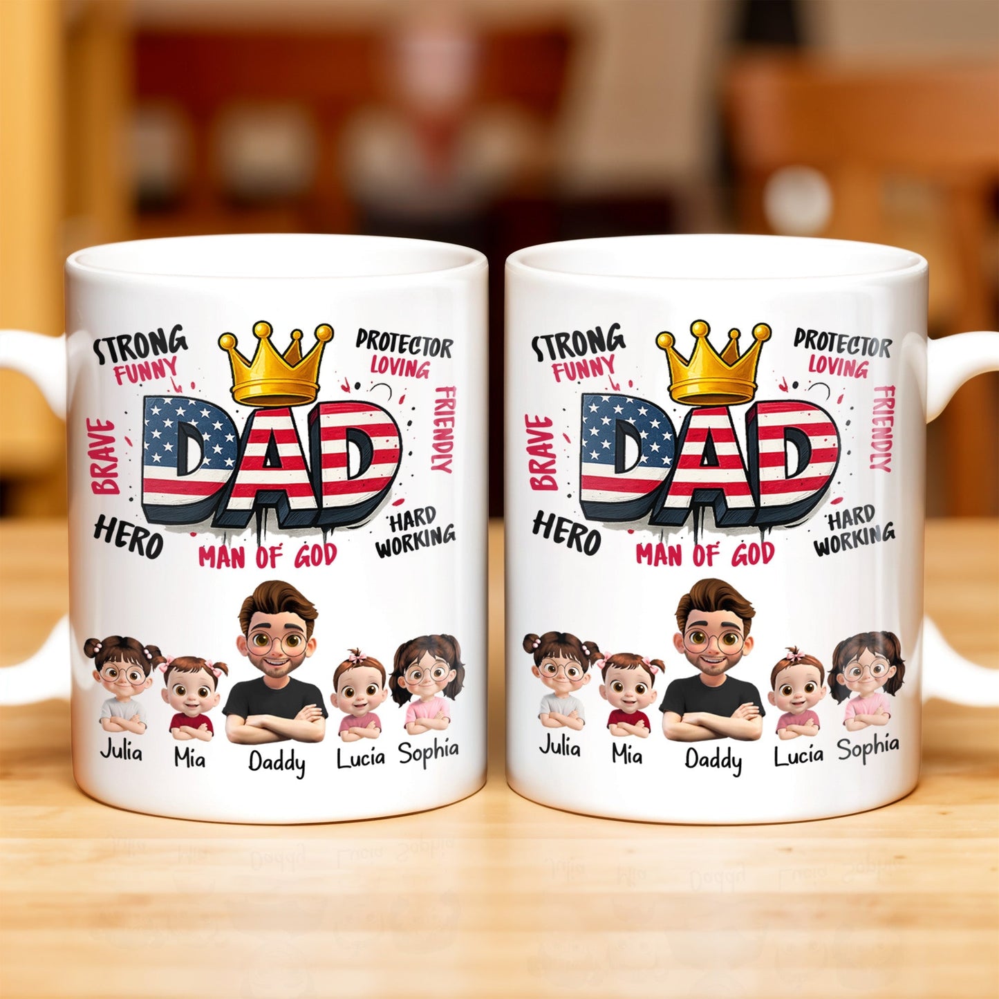 Strong Funny Brave Hero Dad, Protector Loving Friendly Man Of God - Personalized Custom Coffee Mug - DAD172_MG