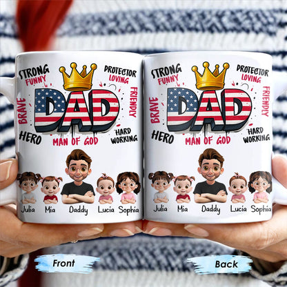 Strong Funny Brave Hero Dad, Protector Loving Friendly Man Of God - Personalized Custom Coffee Mug - DAD172_MG