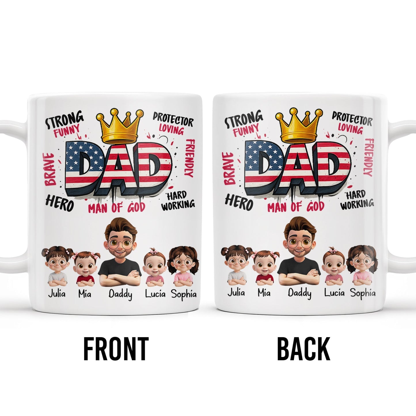 Strong Funny Brave Hero Dad, Protector Loving Friendly Man Of God - Personalized Custom Coffee Mug - DAD172_MG