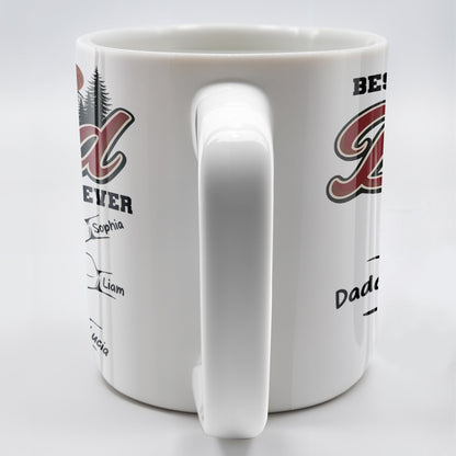 Best Dad Ever, Hand Holding, Mountains and Trees - Personalized Custom Coffee Mug - DAD204_MG