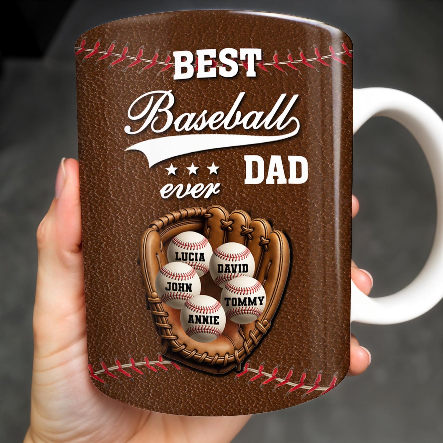 Best Baseball Dad Ever, Baseball and Glove - Personalized Custom Coffee Mug - DAD215_MG