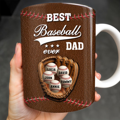 Best Baseball Dad Ever, Baseball and Glove - Personalized Custom Coffee Mug - DAD215_MG