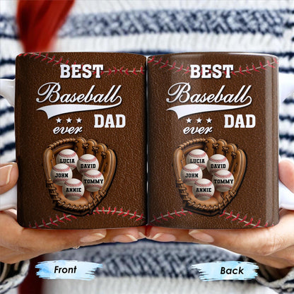 Best Baseball Dad Ever, Baseball and Glove - Personalized Custom Coffee Mug - DAD215_MG