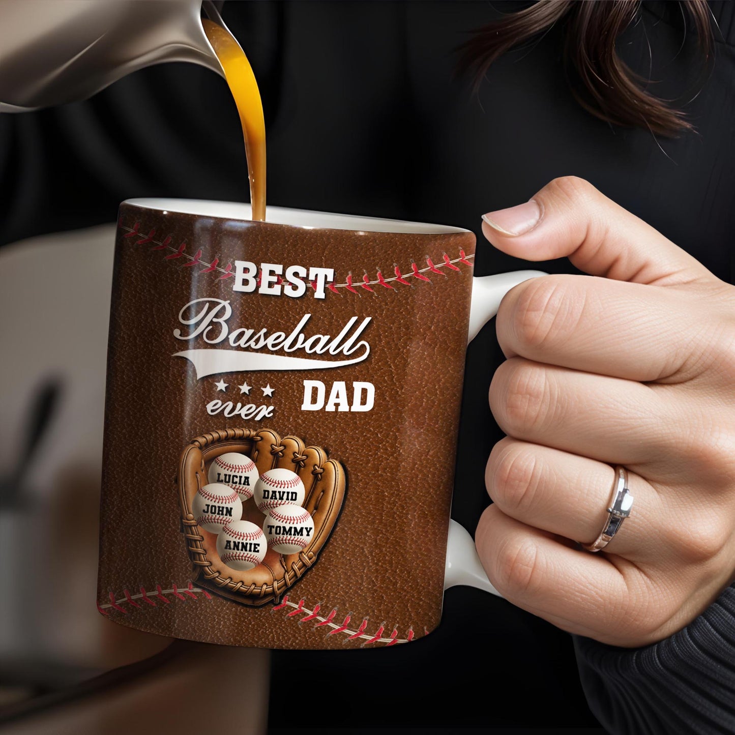 Best Baseball Dad Ever, Baseball and Glove - Personalized Custom Coffee Mug - DAD215_MG