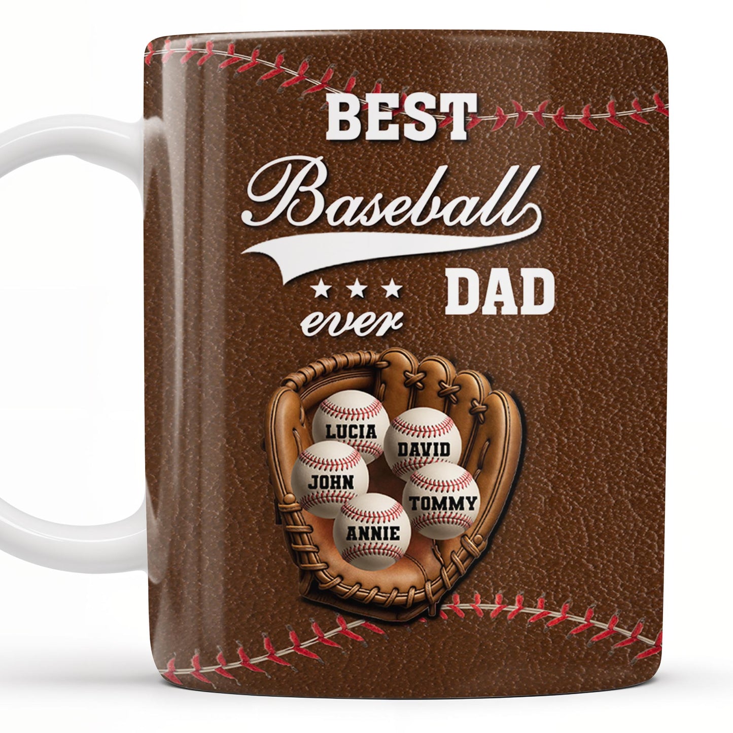 Best Baseball Dad Ever, Baseball and Glove - Personalized Custom Coffee Mug - DAD215_MG