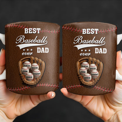 Best Baseball Dad Ever, Baseball and Glove - Personalized Custom Coffee Mug - DAD215_MG