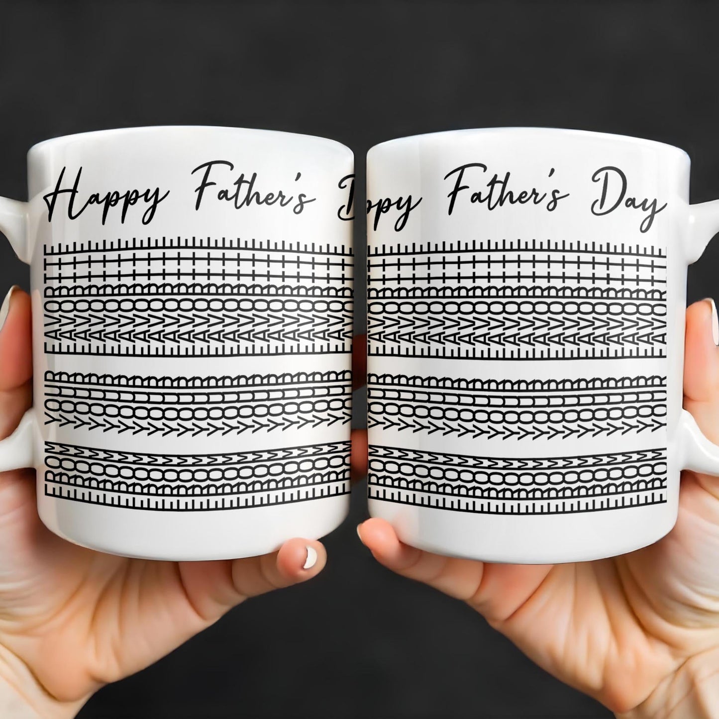Happy Father's Day Geometric Patterns - Personalized Custom Coffee Mug - DAD216_MG