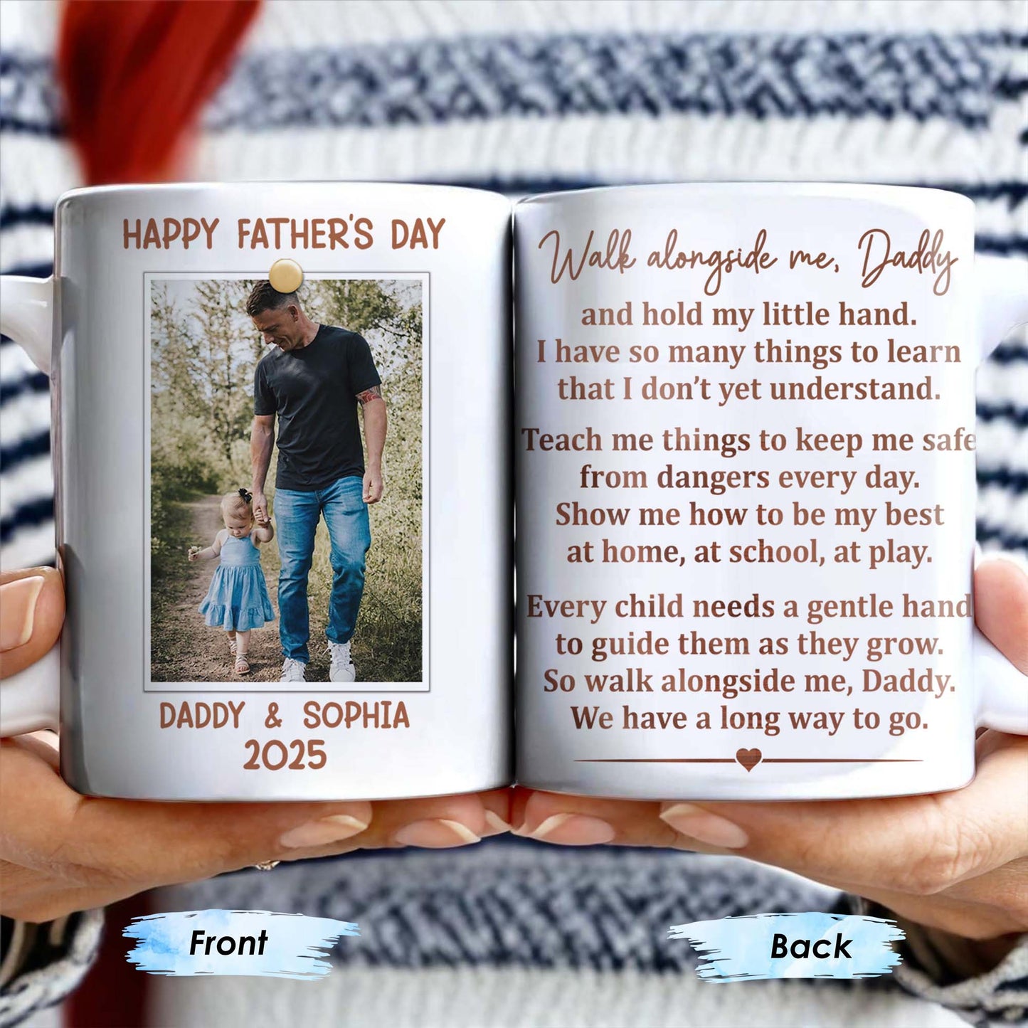 Walk Alongside Me, Daddy Heart Mug - Personalized Custom Coffee Mug - DAD217_MG
