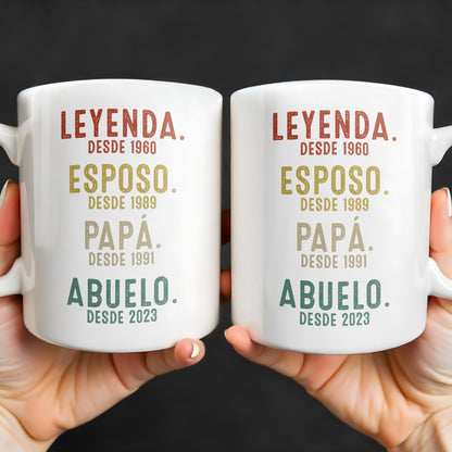 Leyenda, Esposo, Papá, Abuelo Custom Gift Mug - Personalized Custom Coffee Mug - DAD220_MG