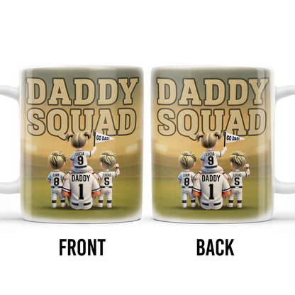Daddy Squad Go Dad With Children in Soccer Jerseys - Personalized Custom Coffee Mug - DAD229_MG