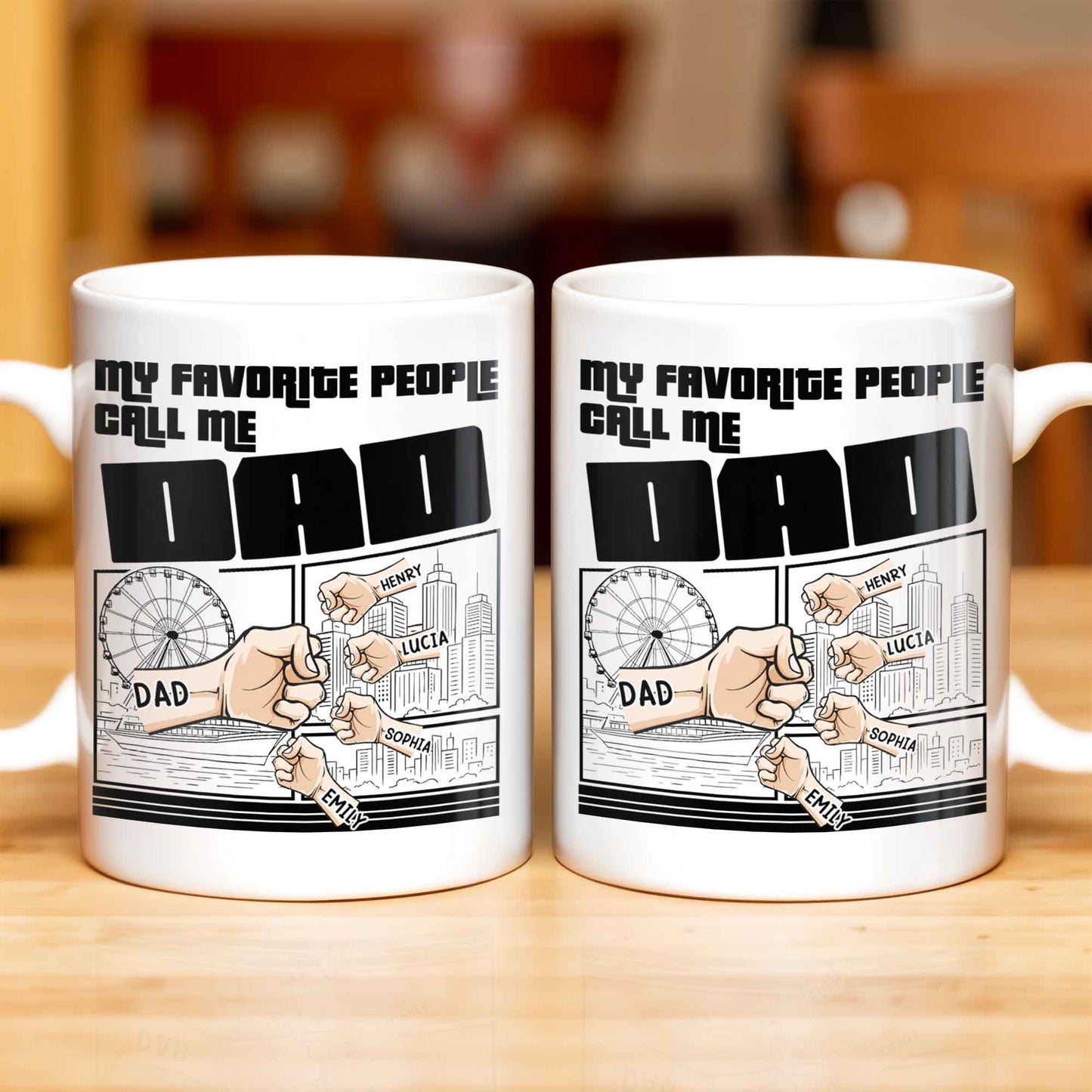 My Favorite People Call Me Dad, Cityscape Design - Personalized Custom Coffee Mug - DAD233_MG