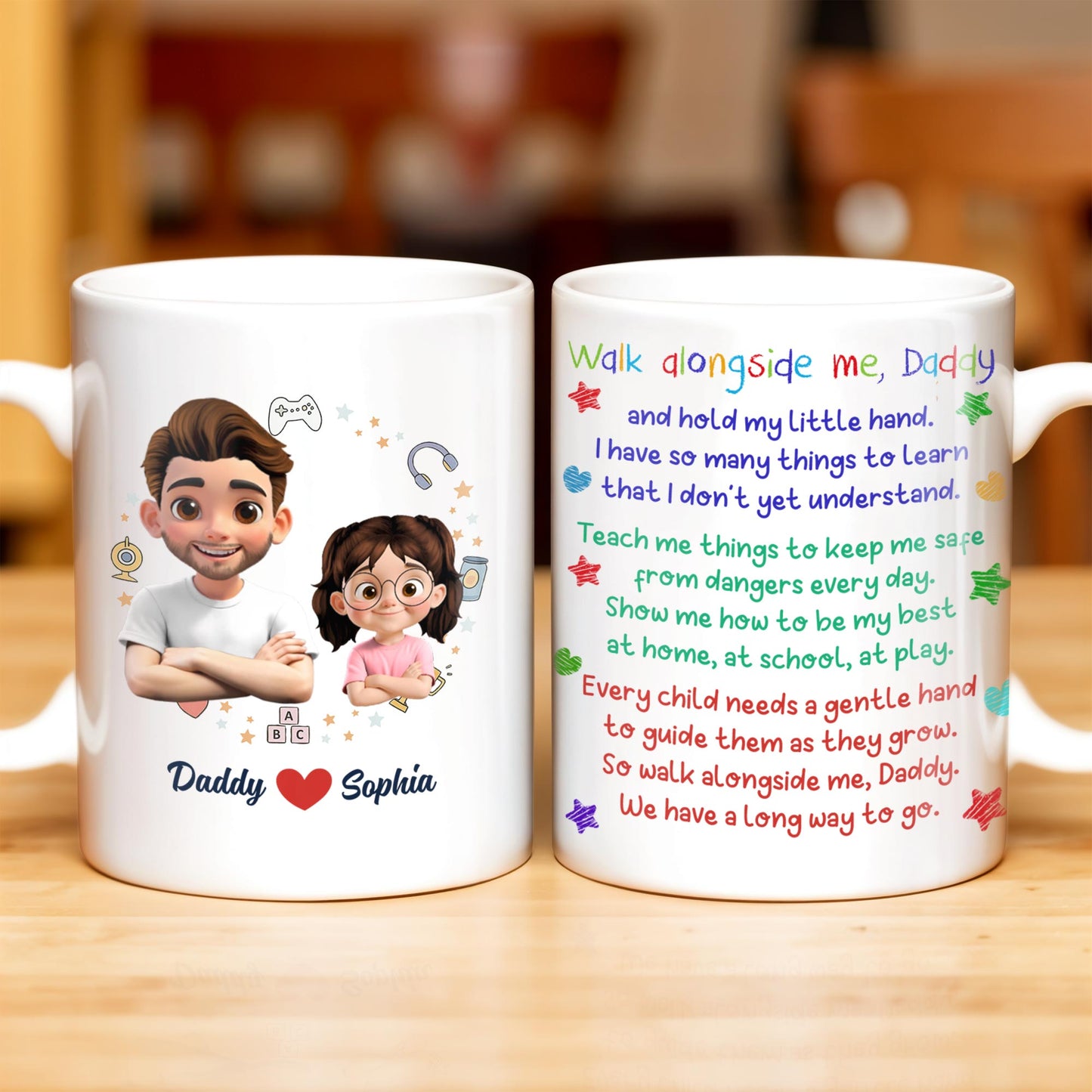 Walk Alongside Me, Daddy And Hold My Little Hand - Personalized Custom Coffee Mug - DAD243_MG