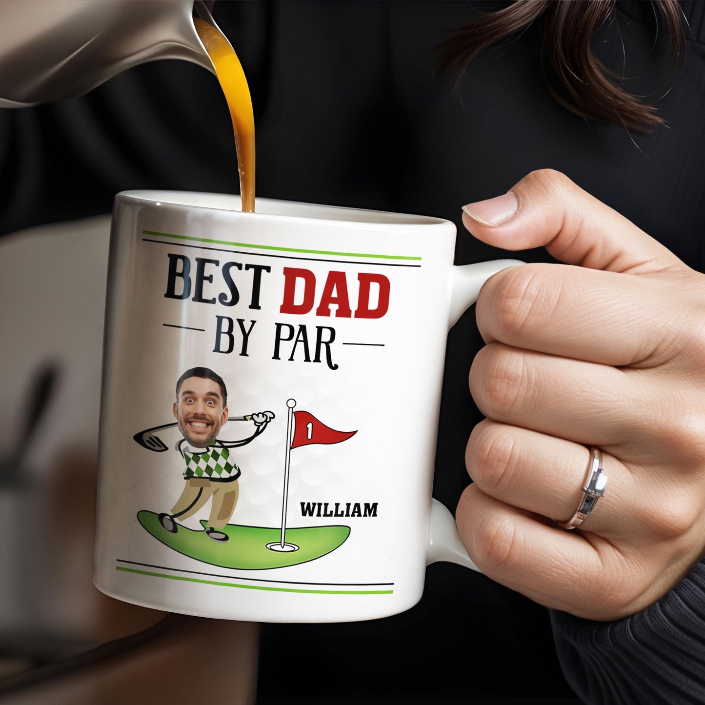 Best Dad By Par, Golf And Flag - Personalized Custom Coffee Mug - DAD257_MG