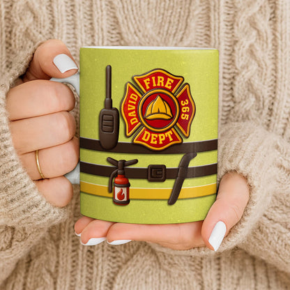 Fire Department 365 Days On Duty Badge and Tools - Personalized Custom Coffee Mug - DAD272_MG