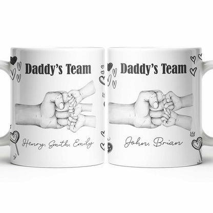 Daddy's Team Hand Holding Design - Personalized Custom Coffee Mug - DAD276_MG