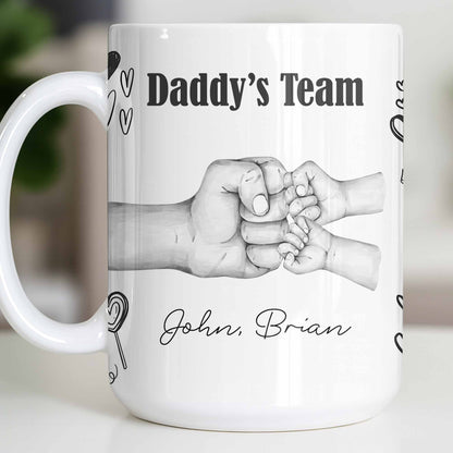 Daddy's Team Hand Holding Design - Personalized Custom Coffee Mug - DAD276_MG