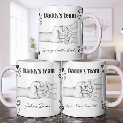 Daddy's Team Hand Holding Design - Personalized Custom Coffee Mug - DAD276_MG