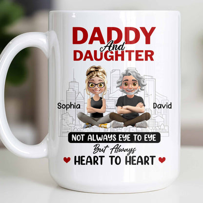 Not Always Eye To Eye But Always Heart To Heart, Cityscape - Personalized Custom Coffee Mug - DAD280_MG