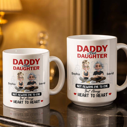Not Always Eye To Eye But Always Heart To Heart, Cityscape - Personalized Custom Coffee Mug - DAD280_MG