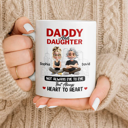 Not Always Eye To Eye But Always Heart To Heart, Cityscape - Personalized Custom Coffee Mug - DAD280_MG