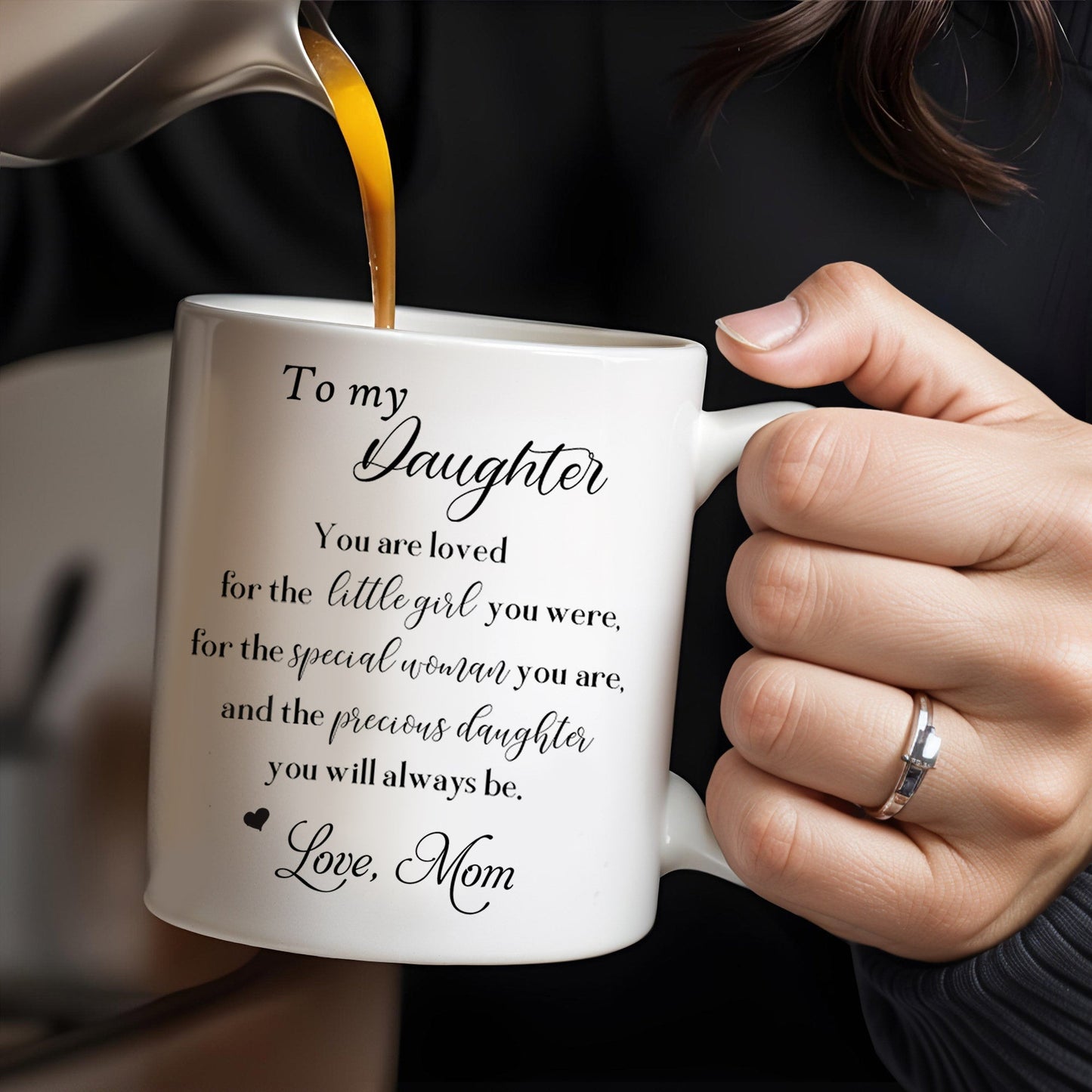 Precious Daughter Special Woman Love Mom Pansy Design - Personalized Custom Coffee Mug - DAU048_MG