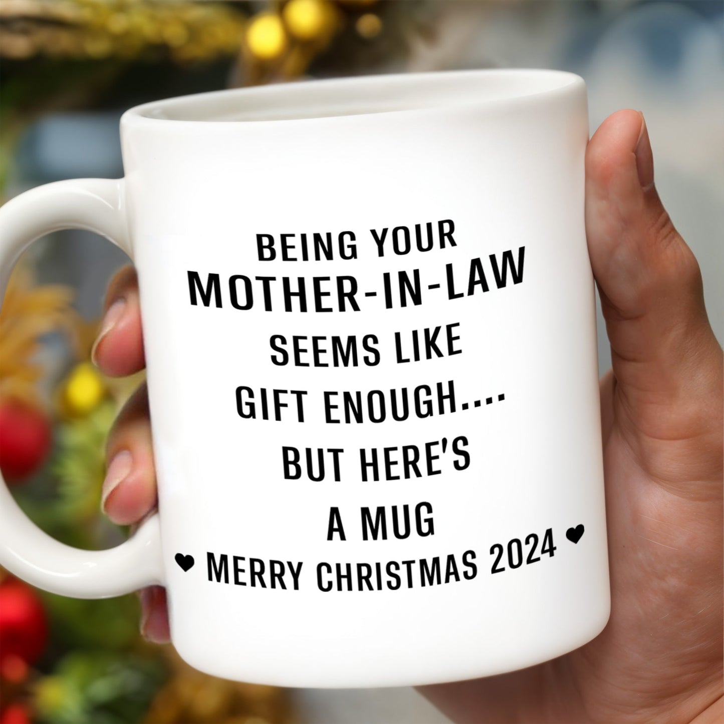 Merry Christmas Mother-In-Law Mug With Heart - Personalized Custom Coffee Mug - DAU095_MG