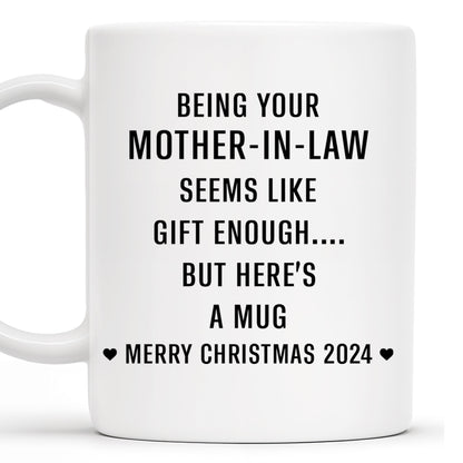 Merry Christmas Mother-In-Law Mug With Heart - Personalized Custom Coffee Mug - DAU095_MG