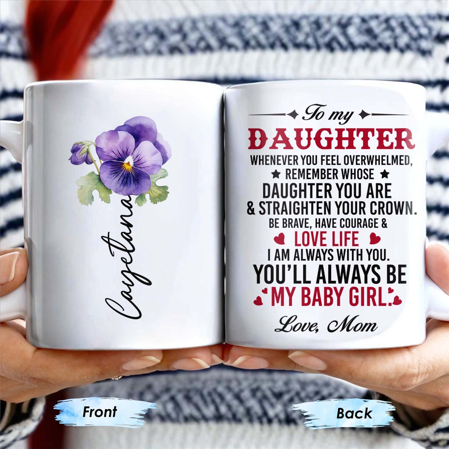 Courage And Love Message From Mom To Daughter - Personalized Custom Coffee Mug - DAU102_MG