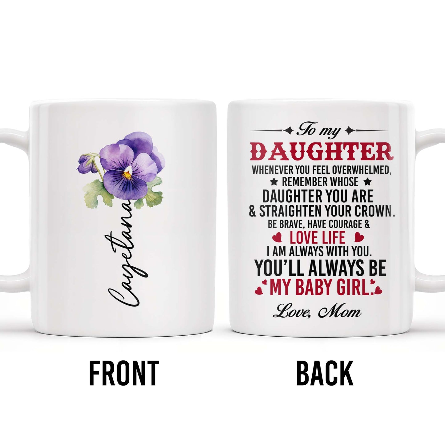 Courage And Love Message From Mom To Daughter - Personalized Custom Coffee Mug - DAU102_MG