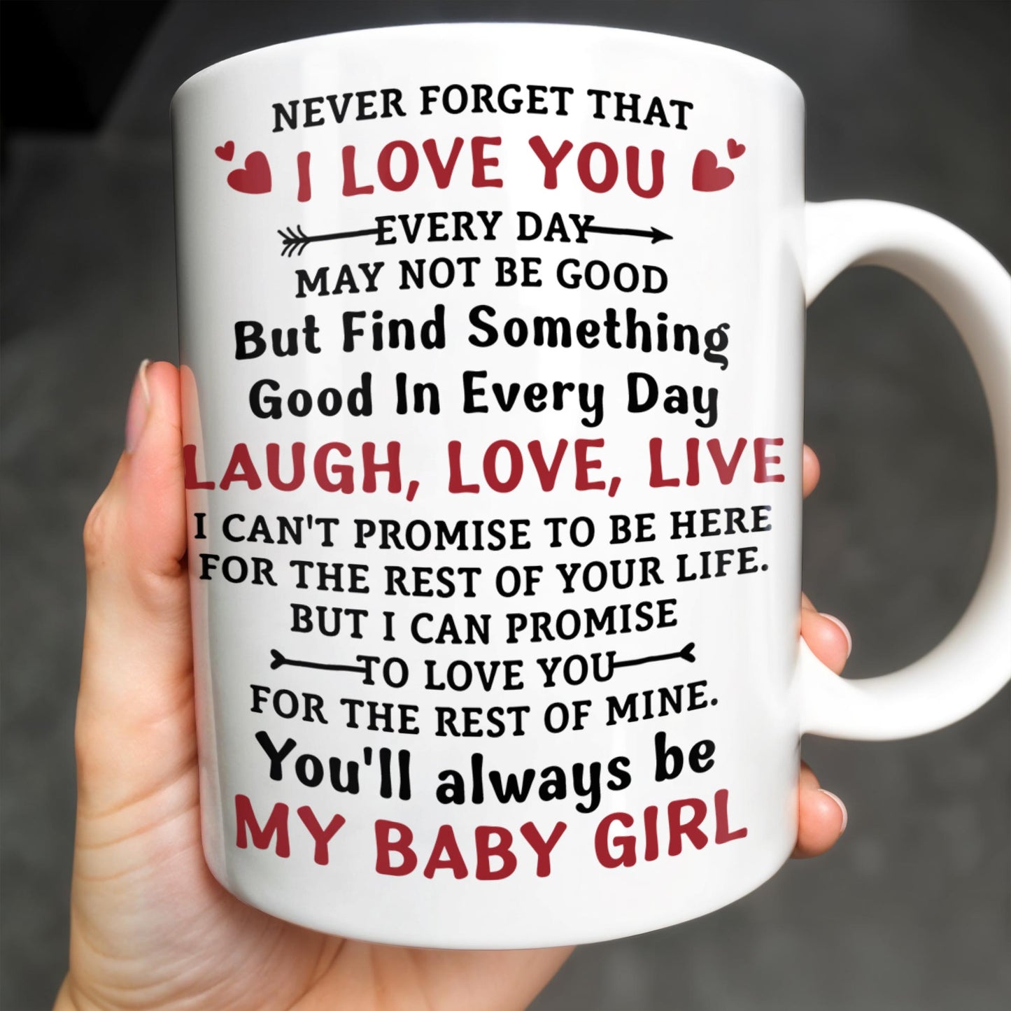 To My Daughter, Never Forget That I Love You, Mother and Daughter under Tree - Personalized Custom Coffee Mug - DAU152_MG