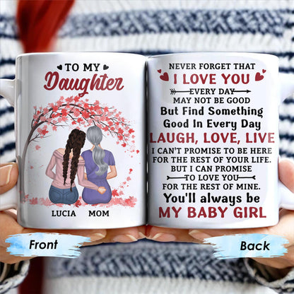 To My Daughter, Never Forget That I Love You, Mother and Daughter under Tree - Personalized Custom Coffee Mug - DAU152_MG