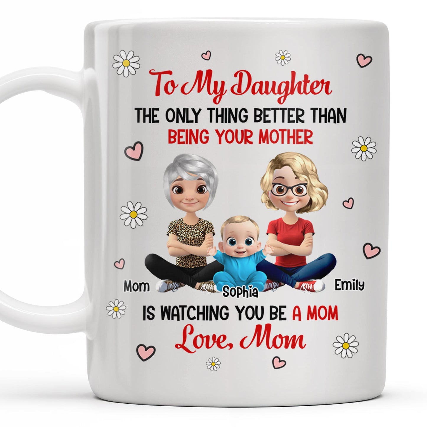 To My Daughter, The Only Thing Better Than Being Your Mother, Flowers and Hearts - Personalized Custom Coffee Mug - DAU157_MG