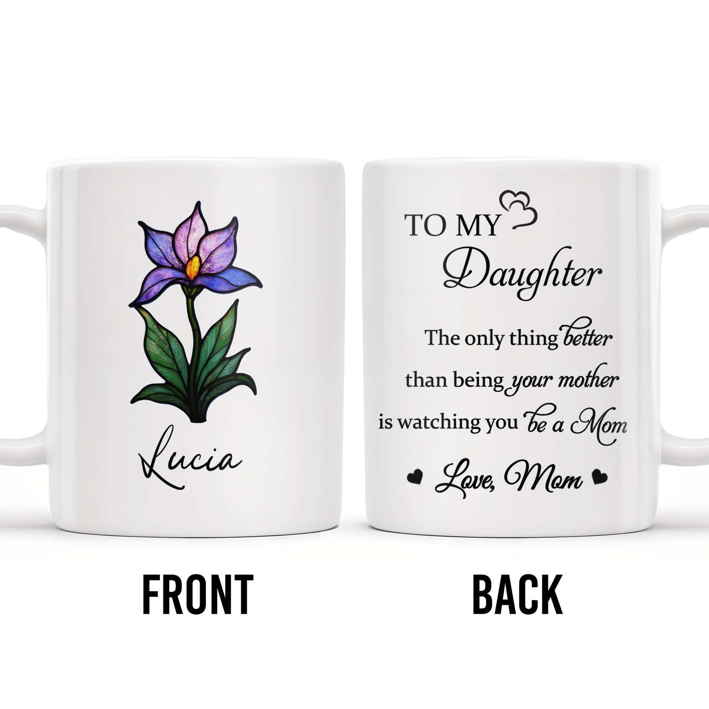 To My Daughter, The only thing better than being your mother is watching you be a Mom, Flower and Heart - Personalized Custom Coffee Mug - DAU167_MG
