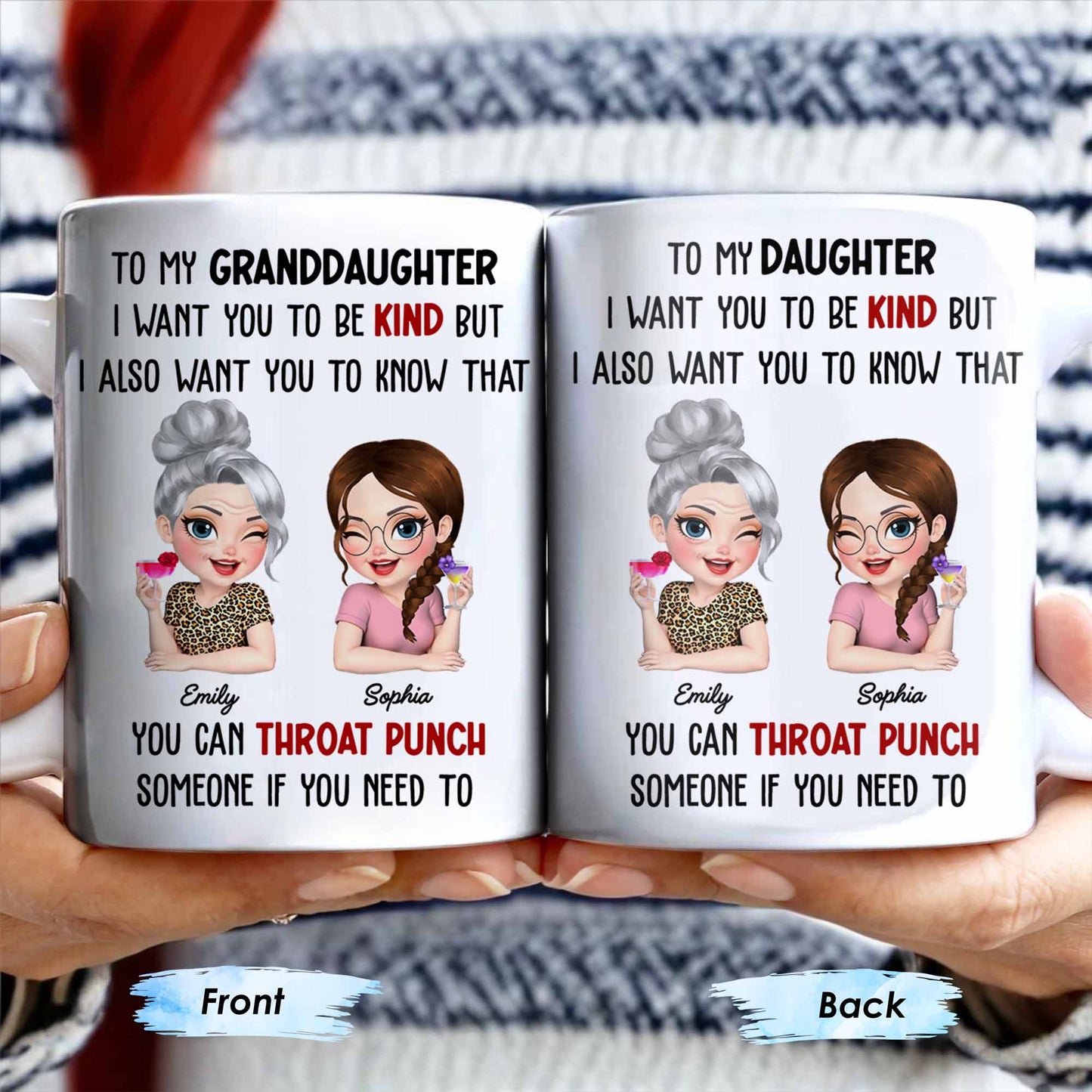To My Daughter Be Kind But Know You Can Defend Yourself - Personalized Custom Coffee Mug - DAU240_MG