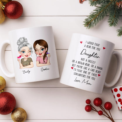 Custom Best Friends Caricature Coffee Mug With Flowers - Personalized Custom Coffee Mug - DAU248_MG