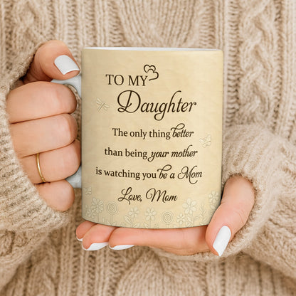 To My Daughter, Flowers and Hearts Design - Personalized Custom Coffee Mug - DAU268_MG